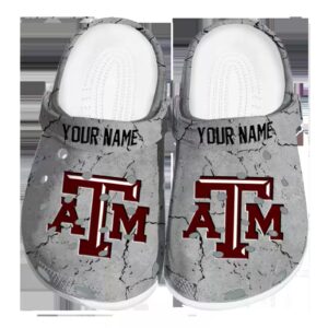 personalized texas am aggies cracked texture clog best selling