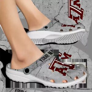 personalized texas am aggies cracked texture clog fashion forward