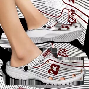 personalized texas am aggies pinstripe pattern clog fashion forward