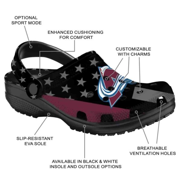 colorado avalanche stellar stripes theme clog new arrival