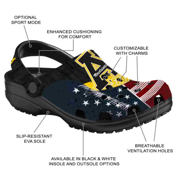 custom appalachian state mountaineers star spangled side pattern clog new arrival