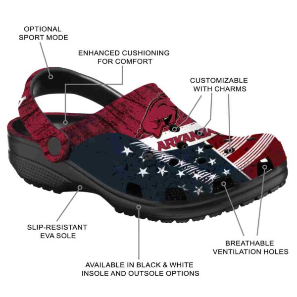 custom arkansas razorbacks star spangled side pattern crocs new arrival