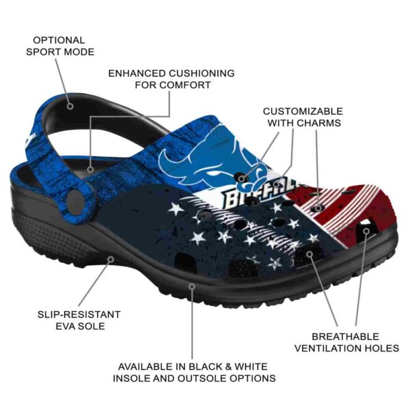 custom buffalo bulls star spangled side pattern clog new arrival