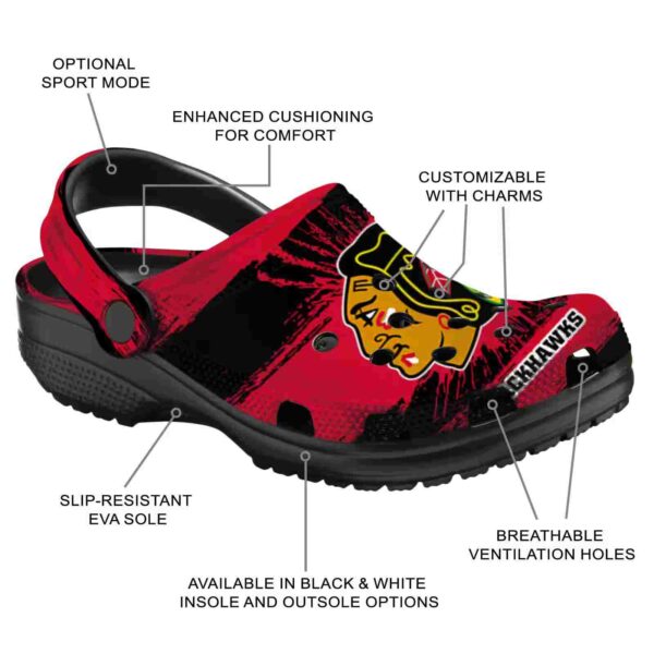 custom chicago blackhawks paint splatter graphics clog new arrival