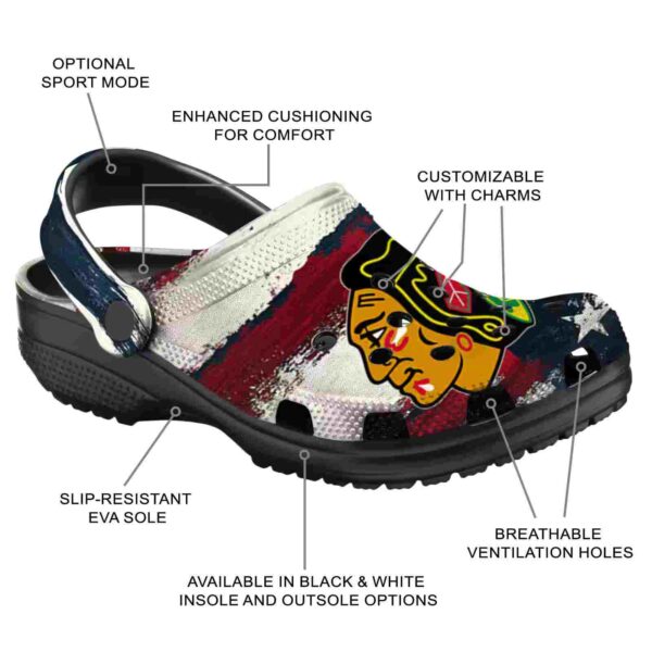 custom chicago blackhawks patriotic stripes clog new arrival