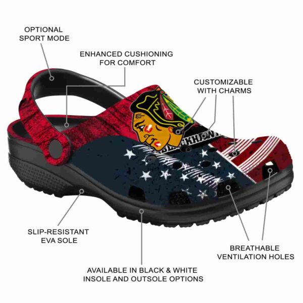 custom chicago blackhawks star spangled side pattern clog new arrival