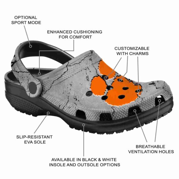 custom clemson tigers cracked texture crocs new arrival