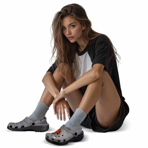 custom cleveland browns cracked texture crocs premium grade