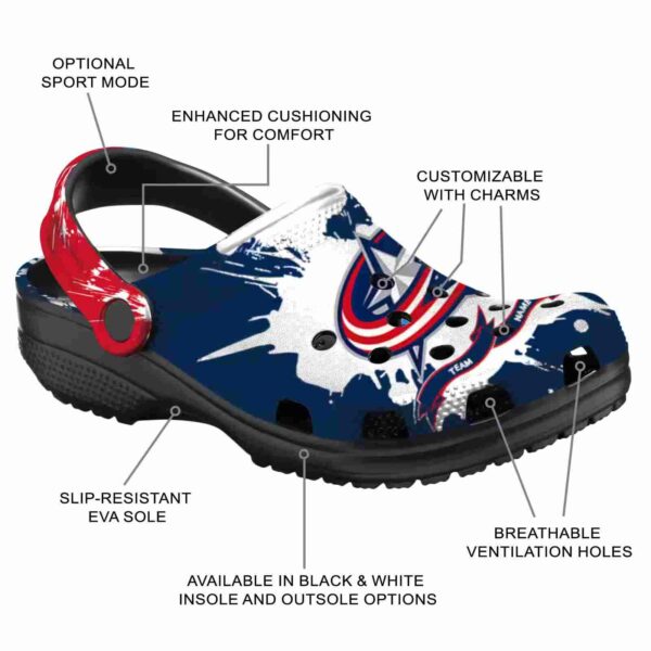 custom columbus blue jackets splatter pattern clog new arrival