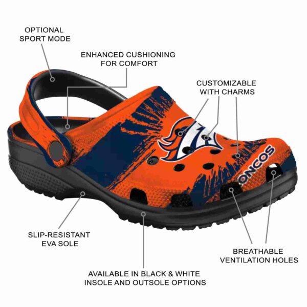 custom denver broncos paint splatter graphics crocs new arrival