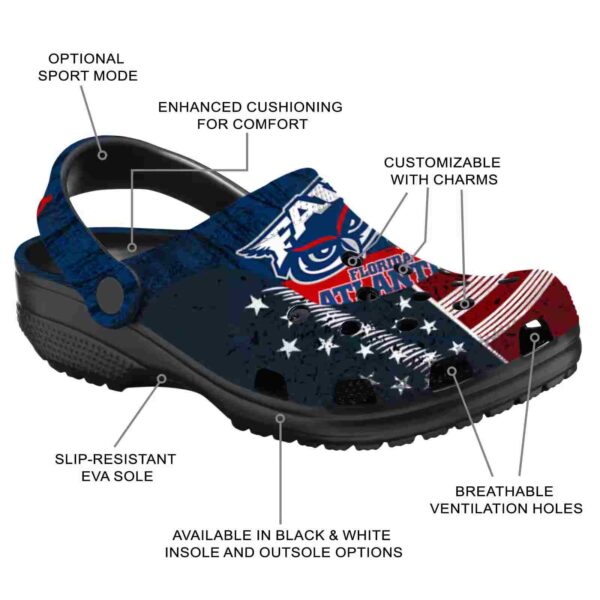 custom florida atlantic owls star spangled side pattern clog new arrival