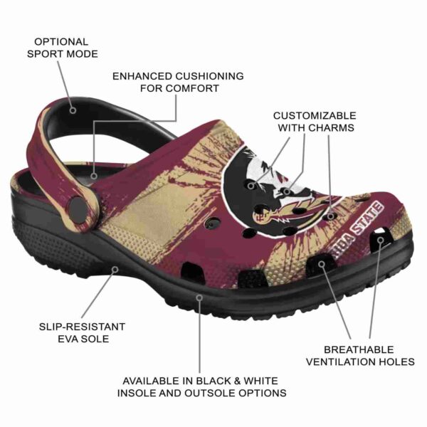 custom florida state seminoles paint splatter graphics crocs new arrival