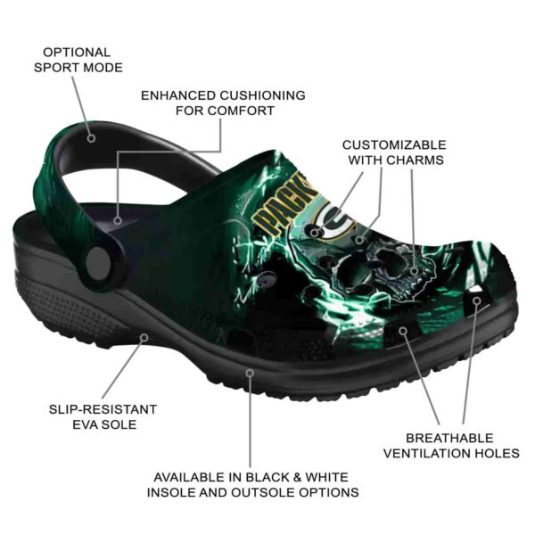 custom green bay packers gothic skull crocs new arrival