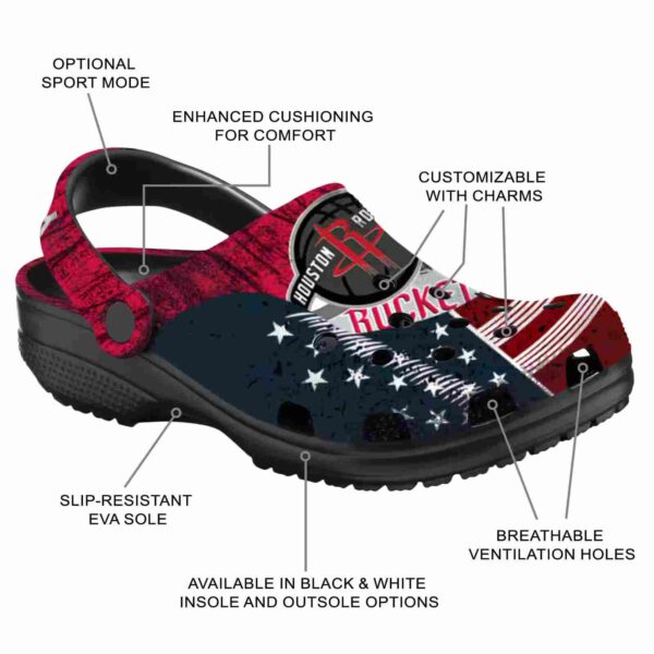 custom houston rockets star spangled side pattern clog new arrival