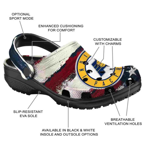 custom indiana pacers patriotic stripes clog new arrival