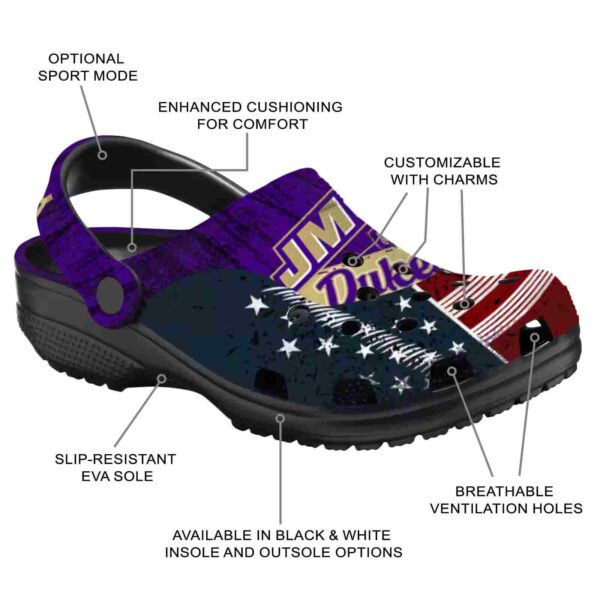 custom james madison dukes star spangled side pattern clog new arrival