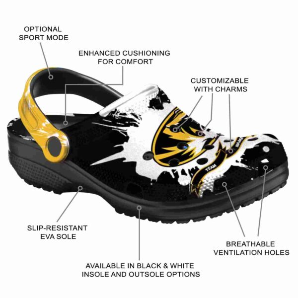 custom missouri tigers splatter pattern clog new arrival