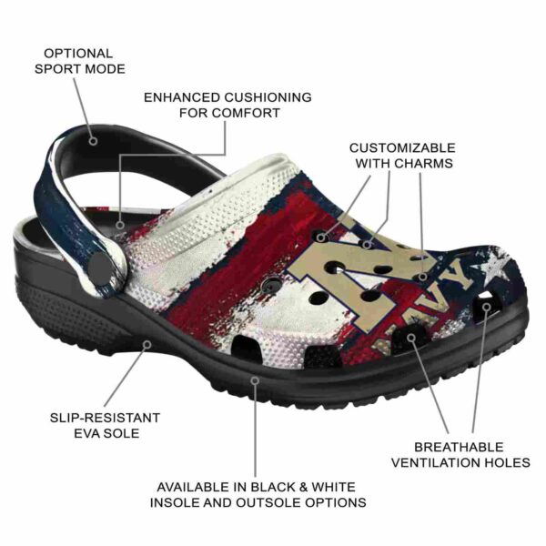 custom navy midshipmen patriotic stripes clog new arrival