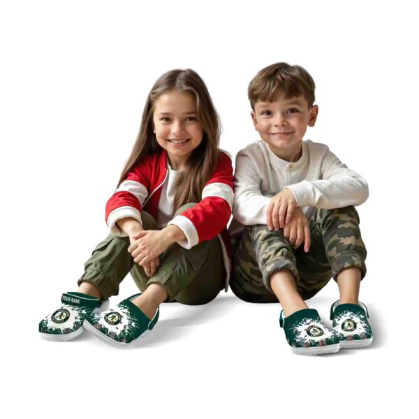 custom oakland athletics splatter background crocs fashion forward
