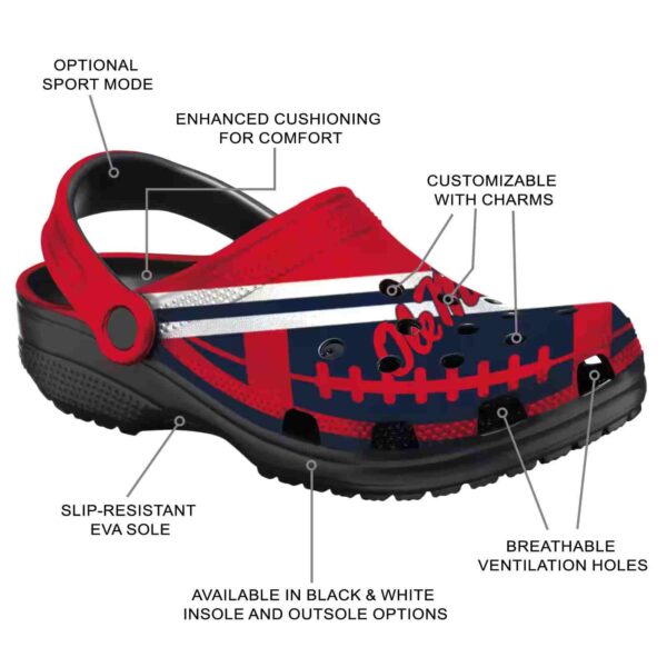 custom ole miss rebels football motif clog new arrival