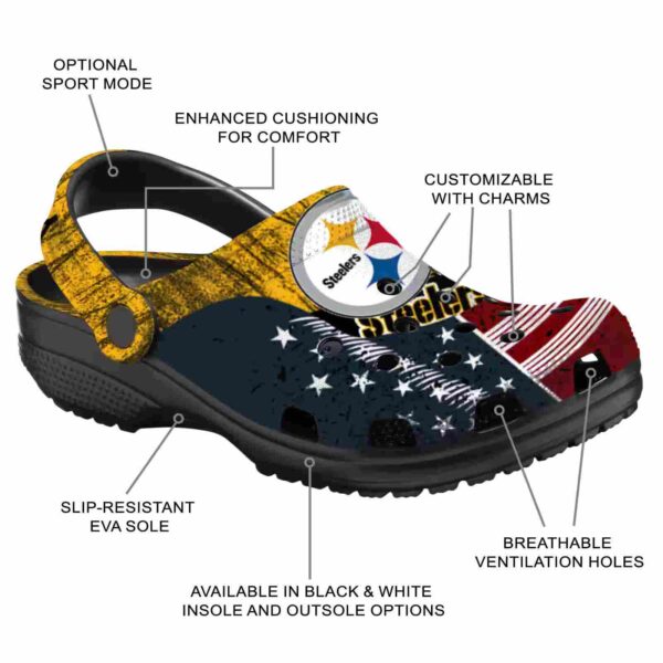 custom pittsburgh steelers star spangled side pattern crocs new arrival