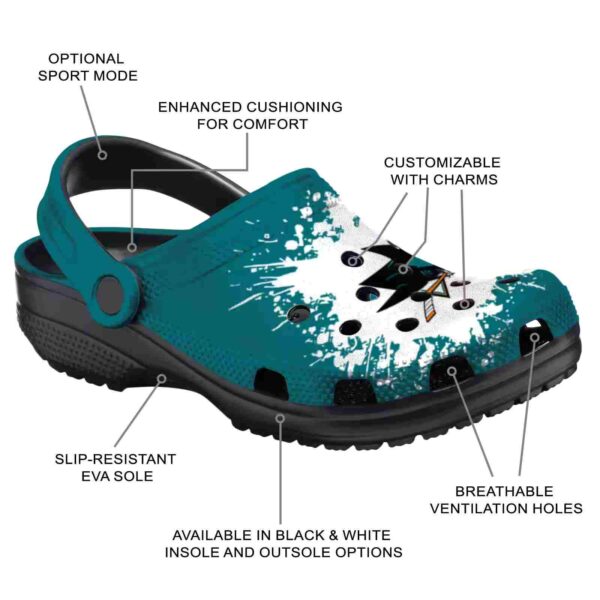 custom san jose sharks splatter background clog new arrival