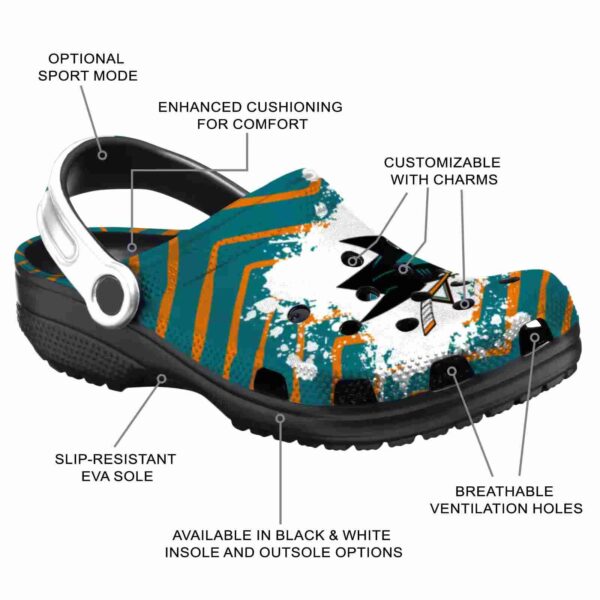 custom san jose sharks zigzag paint burst clog new arrival
