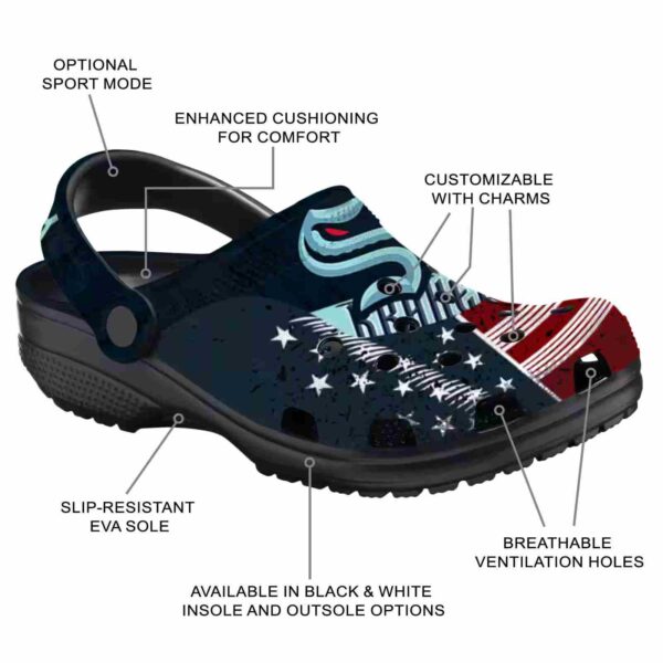 custom seattle kraken star spangled side pattern clog new arrival