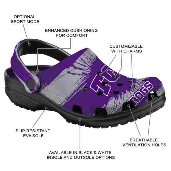 custom tcu horned frogs paint splatter graphics crocs new arrival