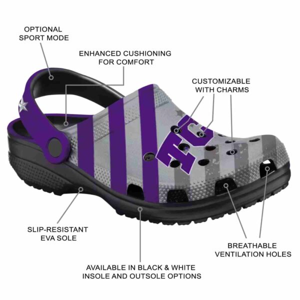 custom tcu horned frogs star spangled graphic crocs new arrival