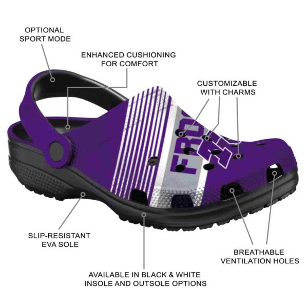 custom tcu horned frogs vibrant dual tone crocs new arrival