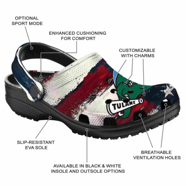 custom tulane green wave patriotic stripes clog new arrival