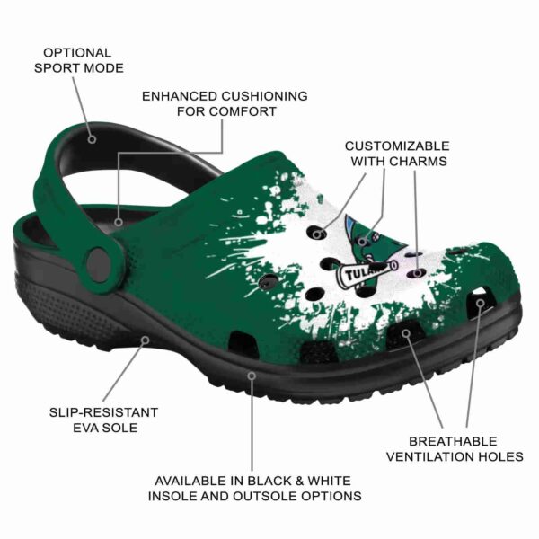 custom tulane green wave splatter background clog new arrival