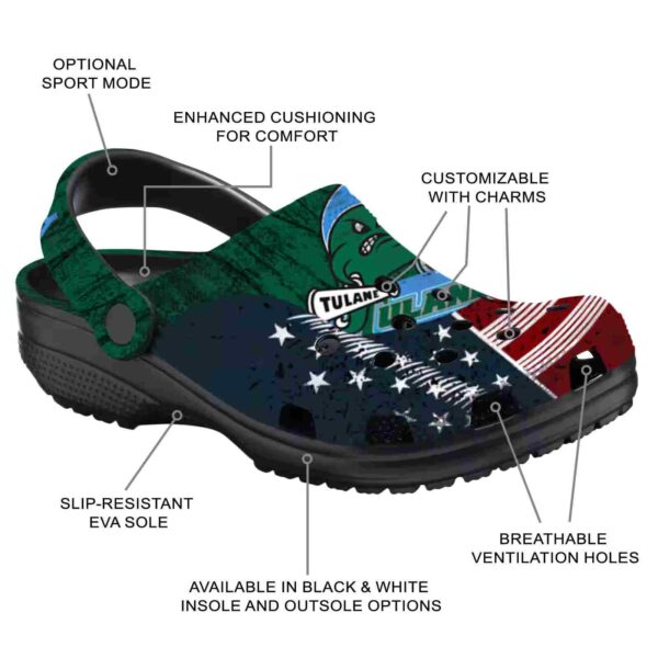custom tulane green wave star spangled side pattern clog new arrival