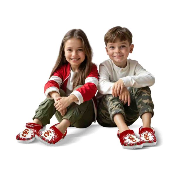 custom usc trojans splatter background crocs fashion forward