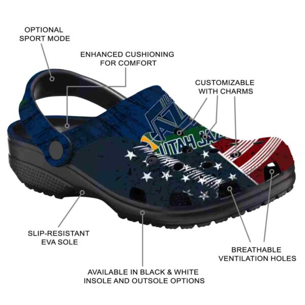 custom utah jazz star spangled side pattern clog new arrival