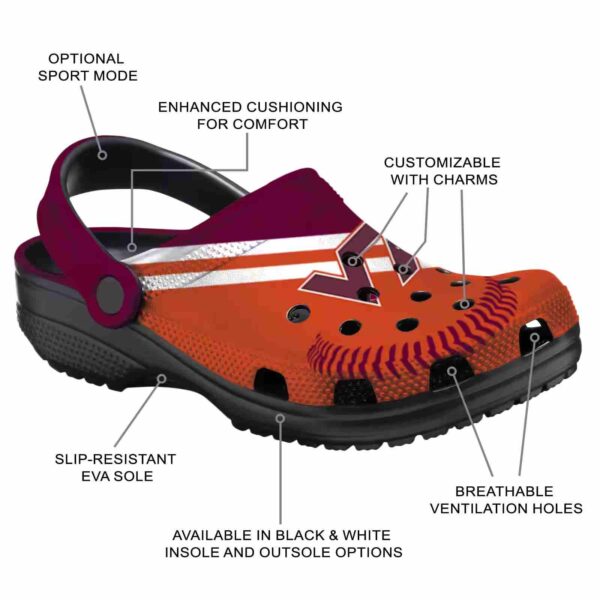custom virginia tech hokies baseball motif crocs new arrival