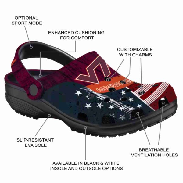 custom virginia tech hokies star spangled side pattern crocs new arrival