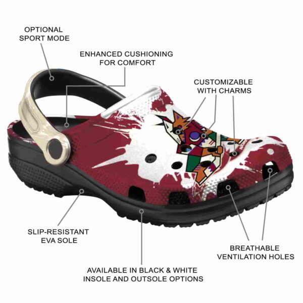 customized arizona coyotes splatter pattern clog new arrival