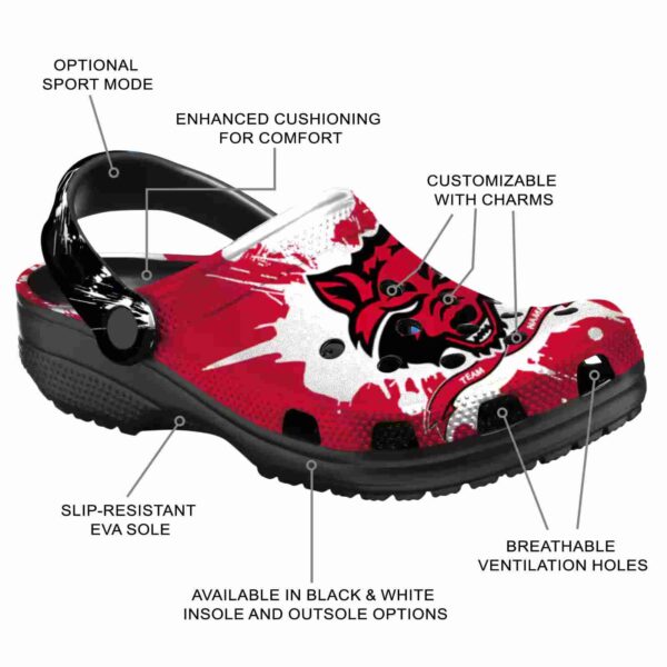 customized arkansas state red wolves splatter pattern clog new arrival