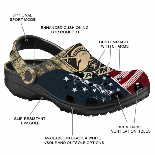 customized army black knights star spangled side pattern clog new arrival