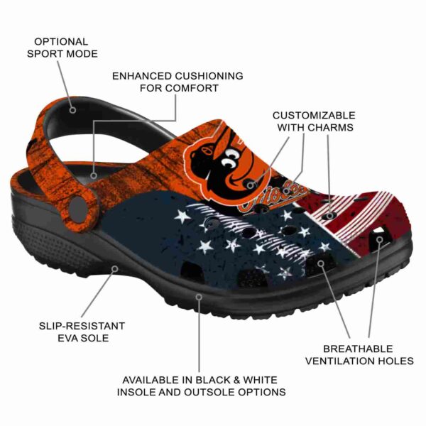 customized baltimore orioles star spangled side pattern crocs new arrival