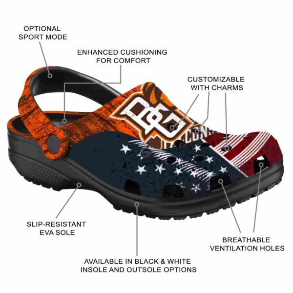 customized bowling green falcons star spangled side pattern clog new arrival