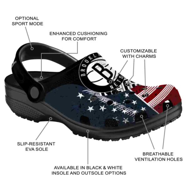 customized brooklyn nets star spangled side pattern clog new arrival
