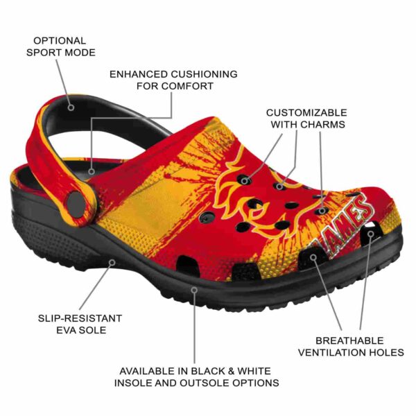 customized calgary flames paint splatter graphics clog new arrival