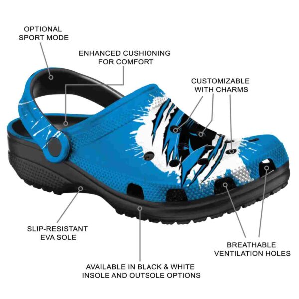customized carolina panthers splash motif background crocs new arrival