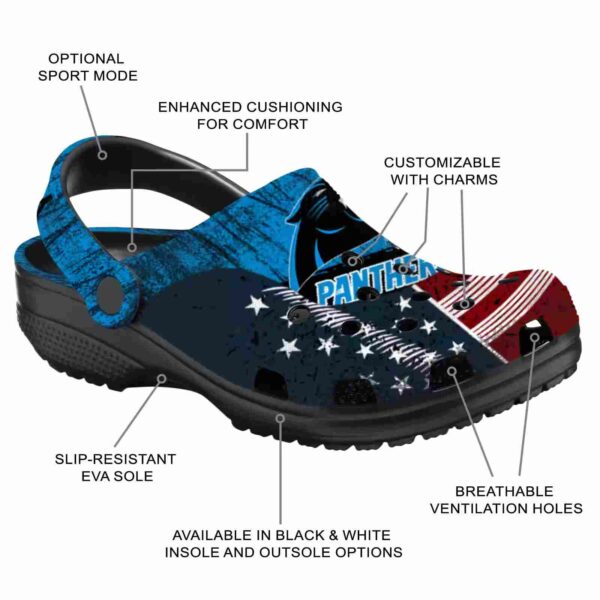 customized carolina panthers star spangled side pattern crocs new arrival