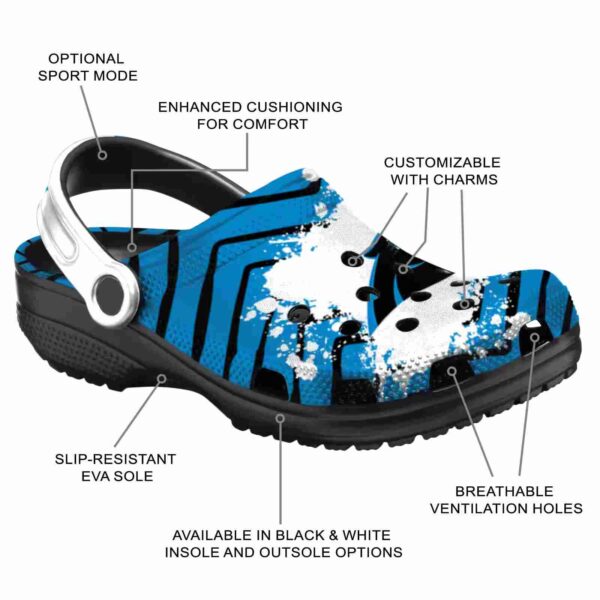customized carolina panthers zigzag paint burst crocs new arrival