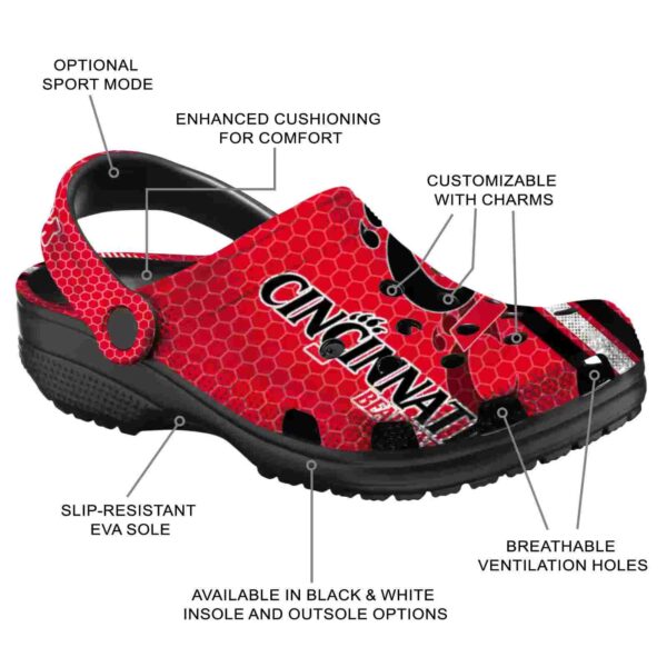 customized cincinnati bearcats contrasting stripes clog new arrival