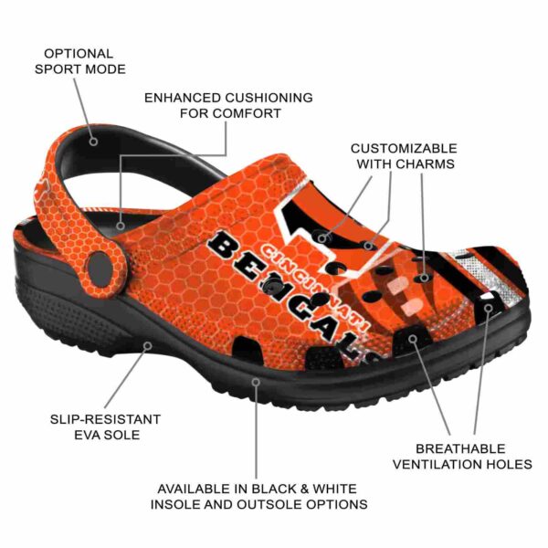 customized cincinnati bengals contrasting stripes crocs new arrival
